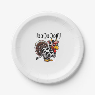 Turkey Moo Funny Thanksgiving Fake Cow Moo Paper Plate
