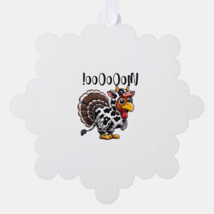 Turkey Moo Funny Thanksgiving Fake Cow Moo Tree Decoration Card