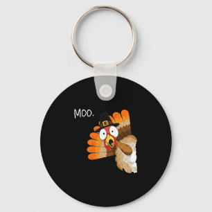 Turkey Moo Funny Thanksgiving Fall Cow Men Women K Key Ring