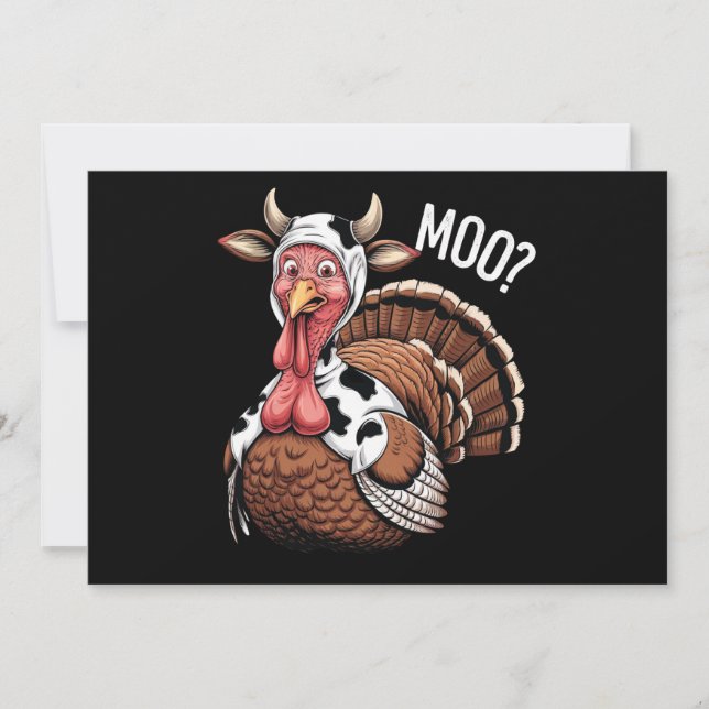 Turkey Moo Funny Thanksgiving  Holiday Card (Front)