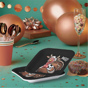 Turkey Moo Funny Thanksgiving Paper Plate