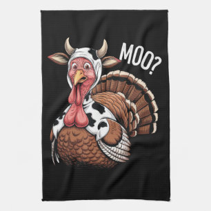 Turkey Moo Funny Thanksgiving Tea Towel