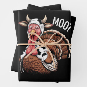 Turkey Moo Funny Thanksgiving  Wrapping Paper Sheet