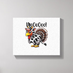 Turkey Moo Funny Turkey Cow Thanksgiving Canvas Print