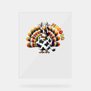 Turkey Moo Thanksgiving Cow Turkey Humour Funny _2 Acrylic Sign