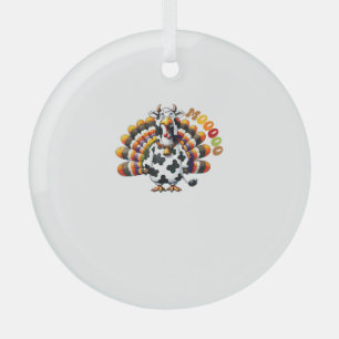 Turkey Moo Thanksgiving Cow Turkey Humour Funny _2 Glass Tree Decoration