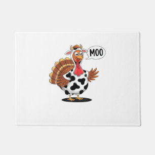 Turkey Moo Thanksgiving Funny Turkey Cow Moo Famil Doormat