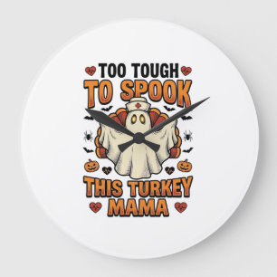 Turkey Mum Halloween Shirt with Vintage Nurse Ghos Large Clock