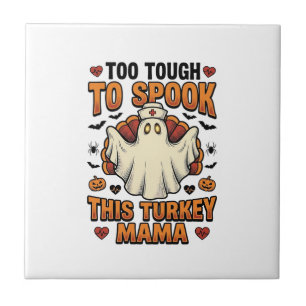 Turkey Mum Halloween Shirt with Vintage Nurse Ghos Tile