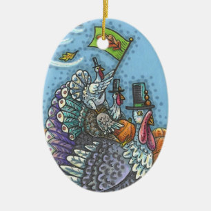 TURKEY NATION, GOBBLERS THANKSGIVING ORNAMENT Oval