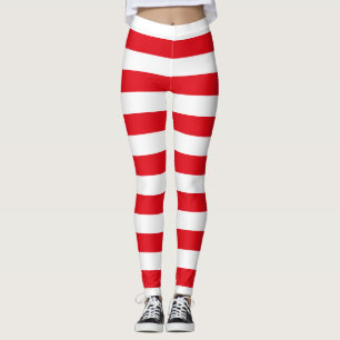 Turkey National Flag Colours Horizontal Striped Leggings