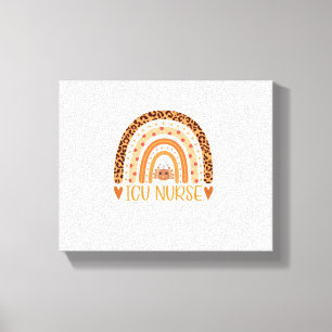 Turkey Nurse Leopard Thanksgiving ICU Nurse Rainbo Canvas Print