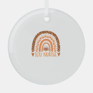 Turkey Nurse Leopard Thanksgiving ICU Nurse Rainbo Glass Tree Decoration