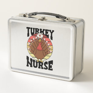 Turkey Nurse Thanksgiving Nursing National Nurses Metal Lunch Box