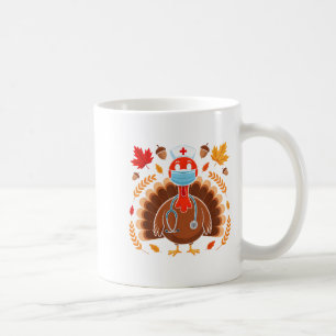 Turkey Nurse Thanksgiving Scrub Tops Women Nursing Coffee Mug