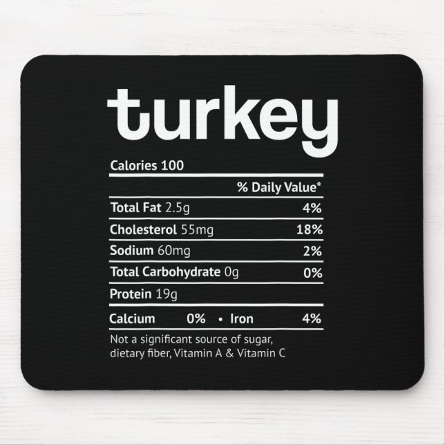 Turkey nutrition facts fun thanksgiving christmas  mouse mat (Front)