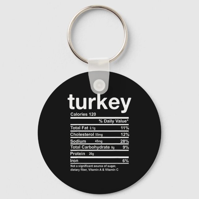 Turkey Nutrition Facts Funny Thanksgiving Food Chr Key Ring (Front)