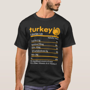 Turkey Nutrition Facts Funny Thanksgiving food T S T-Shirt