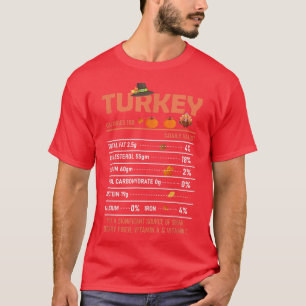 Turkey Nutrition Facts Thanksgiving Nutrition Fact T-Shirt