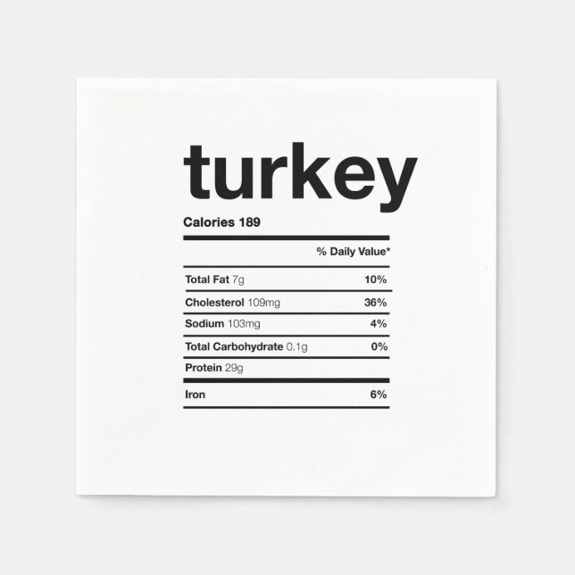 Turkey Nutritional Information Napkin (Front)
