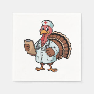 Turkey On a Nursing Scrub Nurse Thanksgiving Napkin