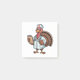 Turkey On a Nursing Scrub Nurse Thanksgiving Post-it Notes