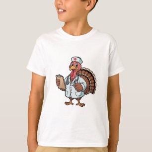 Turkey On a Nursing Scrub Nurse Thanksgiving T-Shirt
