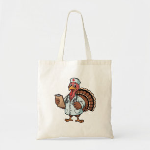 Turkey On a Nursing Scrub Nurse Thanksgiving Tote Bag