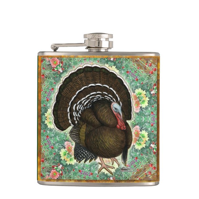 Turkey On the Greens Hip Flask (Front)