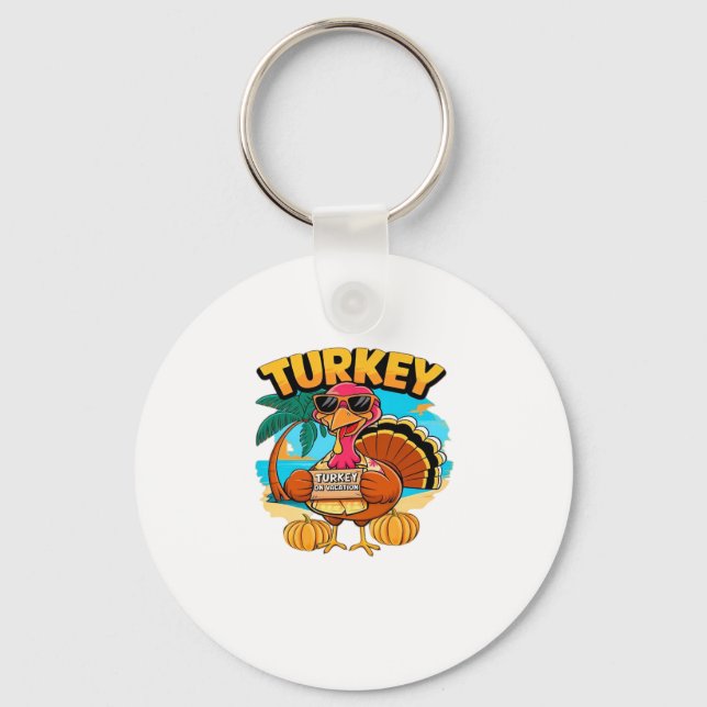 Turkey on Vacation in Jamaica Classic T-Shirt.png Key Ring (Front)