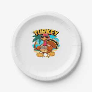 Turkey on Vacation in Jamaica Classic T-Shirt.png Paper Plate