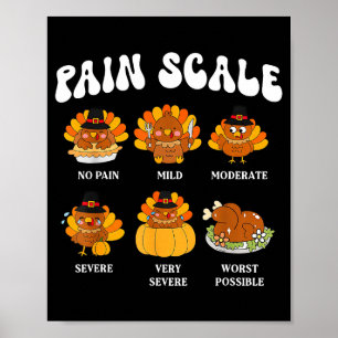 Turkey Pain Scale Funny Thanksgiving Nurse Poster