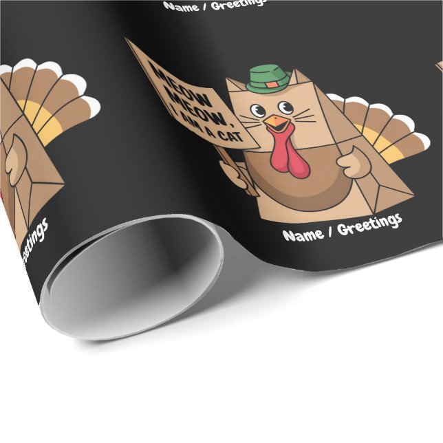 Turkey Paper Bag Meow Funny Thanksgiving Cat  (Roll Corner)