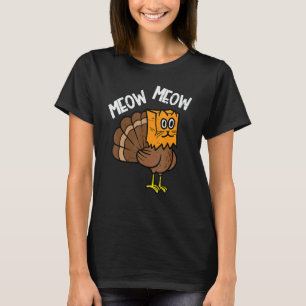 Turkey Paper Bag Meow Thanksgiving Cat Men Women K T-Shirt