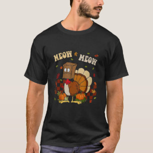 Turkey Paper Bag Meow Thanksgiving Cat Men Women T-Shirt