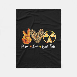 Turkey Peace Love Rad Tech Fall Thanksgiving Day Fleece Blanket