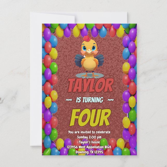 Turkey Personalised Birthday Unique Invite Kids (Front)
