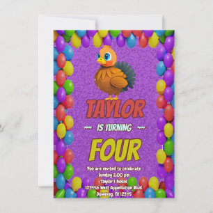 Turkey Personalised Birthday Unique Invite Kids