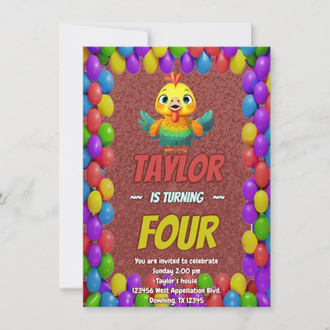 Turkey Personalised Birthday Unique Invite Kids (Front)