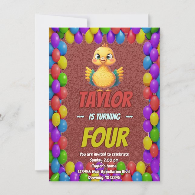 Turkey Personalised Birthday Unique Invite Kids (Front)