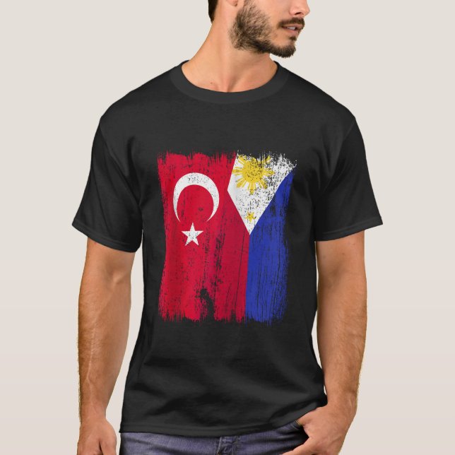Turkey Philippines Half Flag Turkish Filipino Jers T-Shirt (Front)