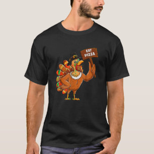 Turkey Pilgrim Eat Pizza Adult Vegan Funny Thanksg T-Shirt