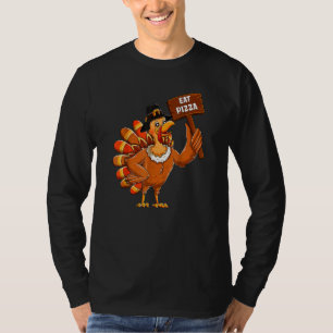 Turkey Pilgrim Eat Pizza Adult Vegan Kids Thanksgi T-Shirt
