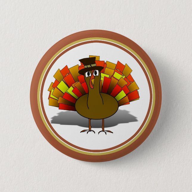 Turkey Pilgrim Thanksgiving 6 Cm Round Badge (Front)