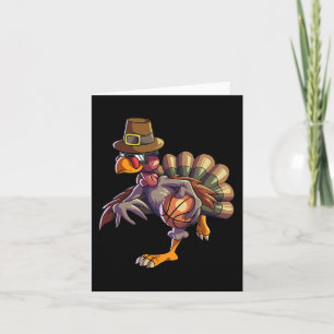 Turkey Playing Basketball Thanksgiving Boys Kids M Card