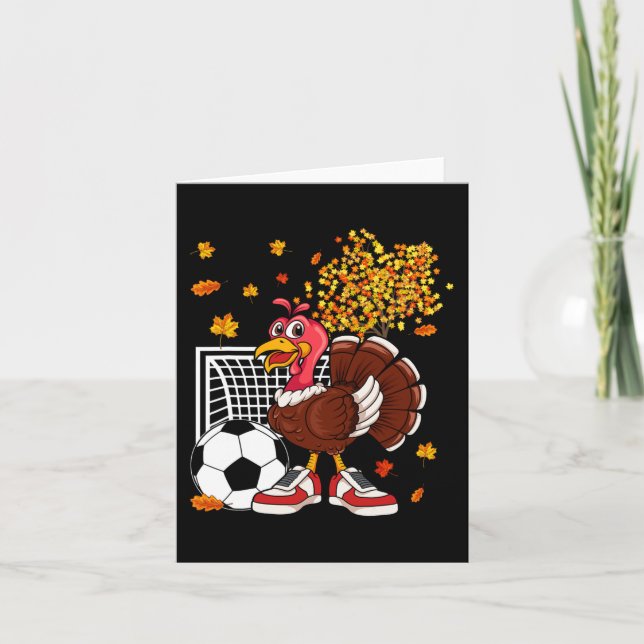 Turkey Playing Soccer Thanksgiving Player Coach Fa Card (Front)