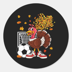 Turkey Playing Soccer Thanksgiving Player Coach Fa Classic Round Sticker