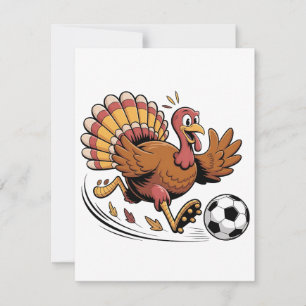Turkey Playing Soccer Thanksgiving Sport lover Thank You Card