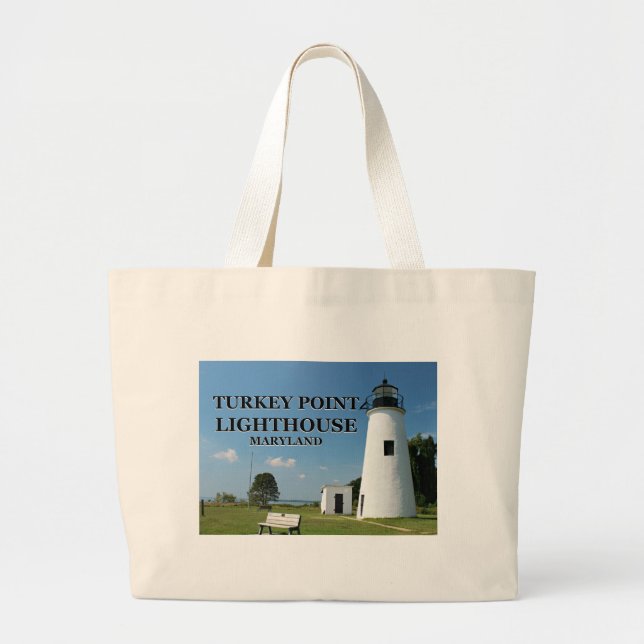 Turkey Point Lighthouse, Maryland Jumbo Tote Bag (Front)
