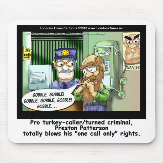 Turkey Prison Only Call Funny Tees Mugs & Gifts Mouse Mat (Front)